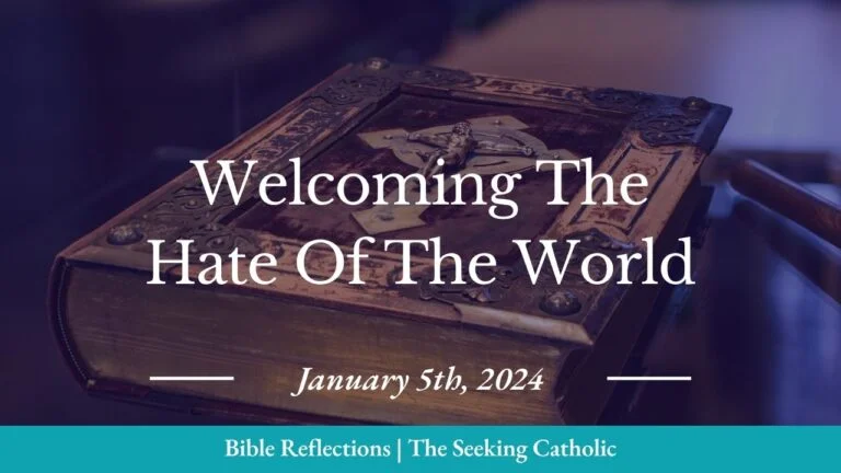 golden Bible sitting at an angle on a table, dark overlay to highlight the title of the post