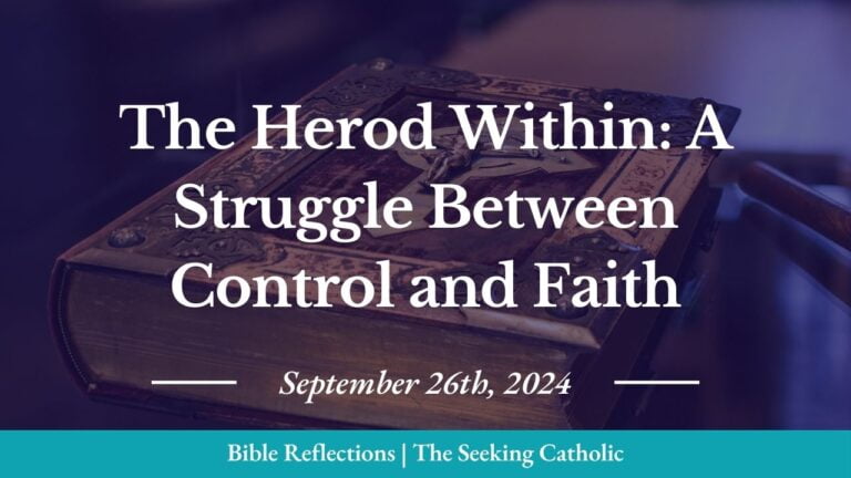 Closeup of an ornate Bible in the background with the blog title