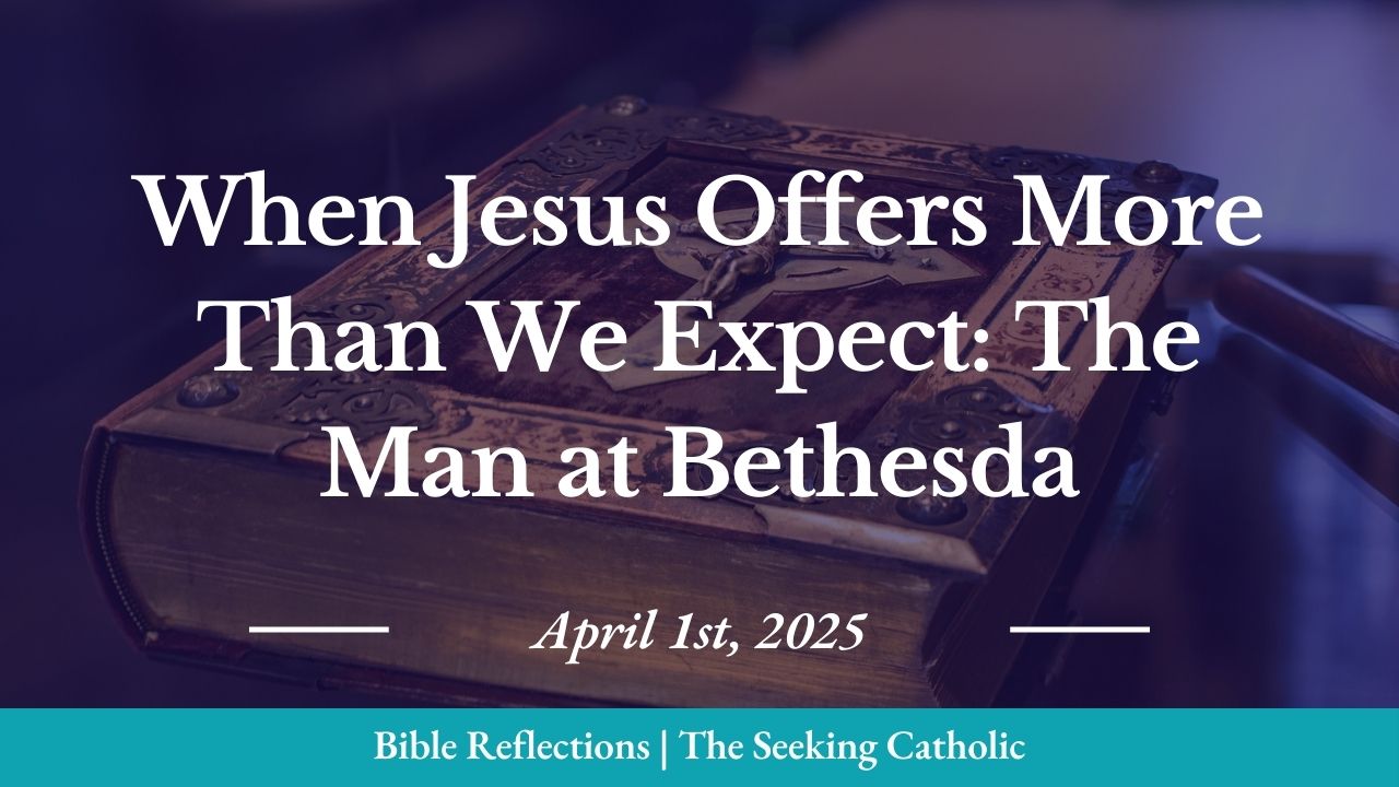 Closeup of an ornate Bible in the background with the blog title