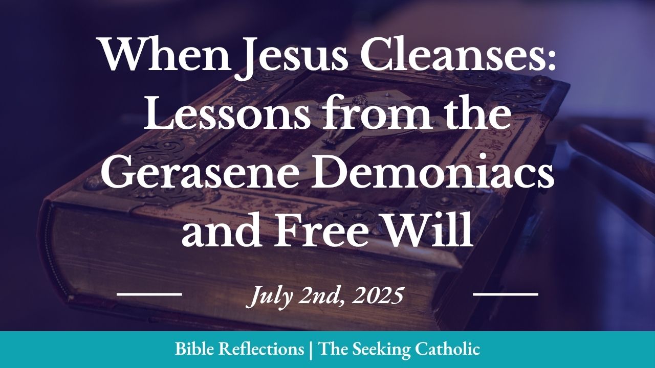 Closeup of an ornate Bible in the background with the blog title