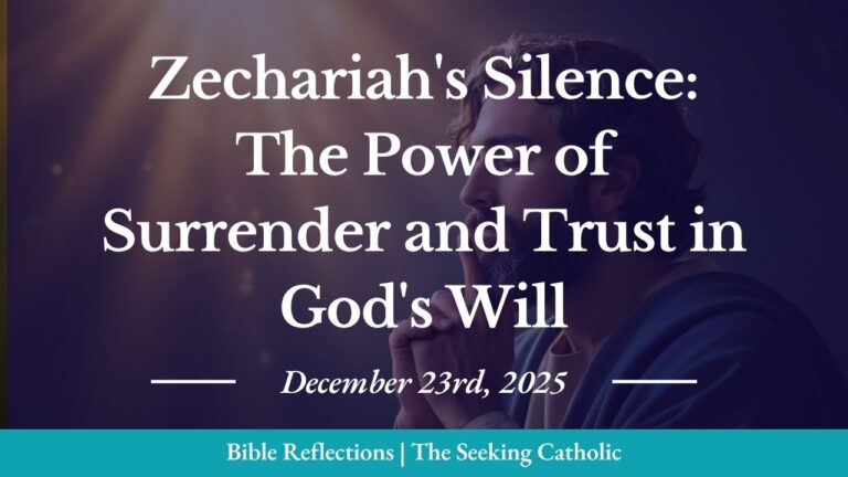 A contemplative image of Zachariah in muted earth tones—deep blue, cream, and gold—with his hand raised to his lips in a gesture of silence and reverence. His eyes are closed, peaceful, suggesting inner listening and surrender. Behind him, soft golden light breaks through, symbolizing divine presence and grace. The overall mood is introspective, humble, and spiritually grounded—evoking themes of trust, surrender, and the power of listening to God.
